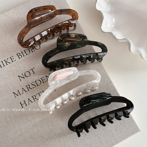 French Acetate Hollow Hair Claw Clip Large Tortoiseshell Marble Design Shark Clip For Women Elegant Vintage Hair Styling