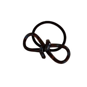 Elegant tortoise shell acetate bow hair tie with high elastic black band for women