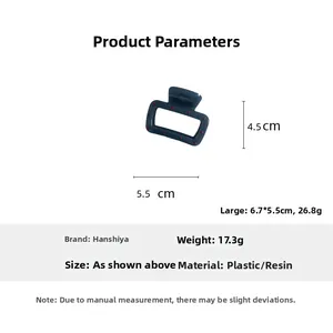 Detailed dimensions of blue hair claw clip with red dots and weight specifications