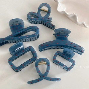 Mist Blue Red Polka Dot Hair Claw French Elegant Chic Plastic Resin Shark Clip Sweet Hair Accessories For Women Styling
