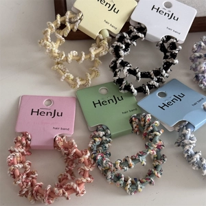 Five pairs of high-elasticity braided spiral hair ties in various pastel colors and patterns