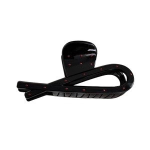French style black shark hair clip with red polka dots in a high-gloss resin finish