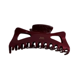 Elegante pinza per capelli bordeaux lucido con scritte dorate Barrette la France