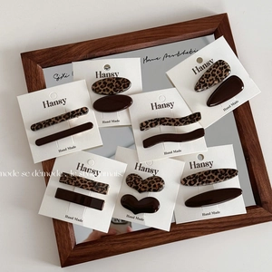 Leopardenmuster Kaffee Farbe Haarklammer Vintage Geometrische Entenschnabel Clips Für Damen Reifer Stil Pony Clip Mode Haarschmuck