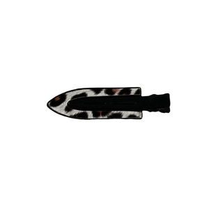 Classic leopard print acetate hair clip with black metal alligator base for women