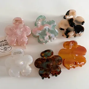 Pince À Cheveux Fleur En Acétate Style Français Petite Élégante Accessoires De Cheveux Floraux Écaille De Tortue Pour Femme Outil De Coiffure