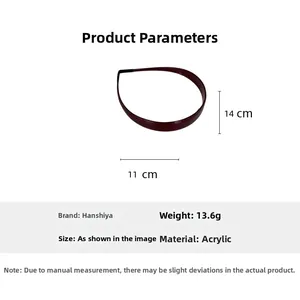 Detailed dimensions of the glossy dark red acrylic headband with dimensions 11cm x 14cm
