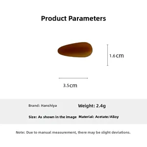 Detailed size specifications for amber acetate teardrop hair clip 3.5cm by 1.6cm