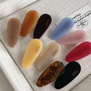 Set of 10 colorful acetate teardrop hair clips with elegant French handmade design