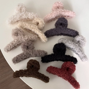 Pinces à cheveux en peluche laine d'agneau multicolores aux tons chauds pour l'automne