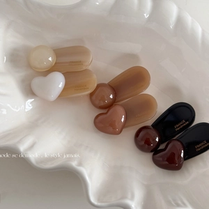 French Retro Acetate Hair Clip Heart Round Ball Duckbill Clip Minimalist Earth Tone Side Hairpin For Women Fashion Accessories