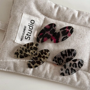 Pinces à Cheveux Imprimé Léopard Ovales en Résine et Alliage Pinces Bec de Canard pour Femmes Accessoires Cheveux Minimalistes