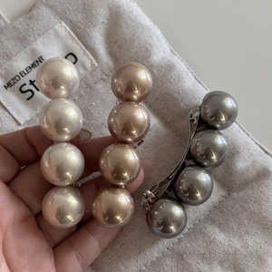 Lot de barrettes à quatre perles élégantes en crème, marron et gris pour coiffure femme