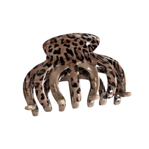 Classic leopard print hair claw clip in brown and black for elegant hair styling