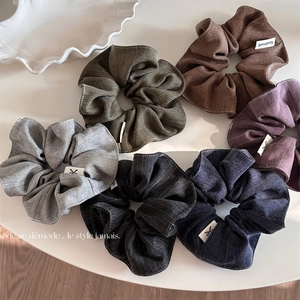 Korean Style Retro Herringbone Fabric Scrunchies Large Hair Tie For Women Handmade Elastic Hair Band Ponytail Holder Jewelry