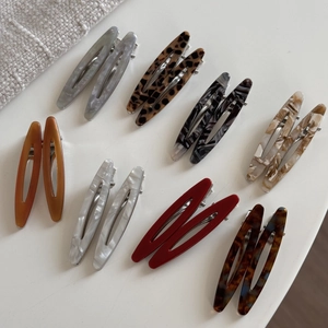 Barrettes à cheveux creuses en acétate aux motifs marbrés et écaille de tortue