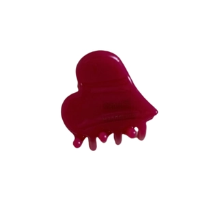 Elegant rose red acetate heart-shaped hair claw clip with France Handmade lettering