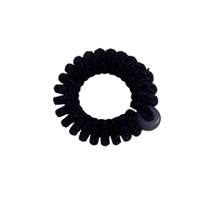 Elastici per capelli neri in velluto ciniglia con design a spirale antigraffio