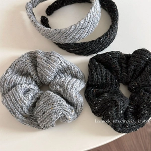 French Style Knitted Fabric Hair Scrunchie Soft Woolen Yarn Headband Winter Elegant Handmade Hair Ties Autumn Accessories