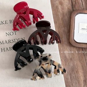 Pince à Cheveux en Acétate Français Fait à la Main Élégant Grande Pince Crabe pour Femmes Cheveux Épais Couleur Unie Écaille Accessoire