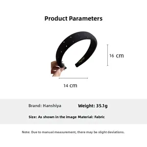 Detailed size and weight specifications for the vintage black polka dot fabric headband