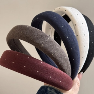Vintage padded headbands with polka dots in five colors including burgundy and navy