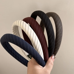 Lot de serre-têtes en maille rayée minimaliste en marine, blanc, rouge, noir et marron