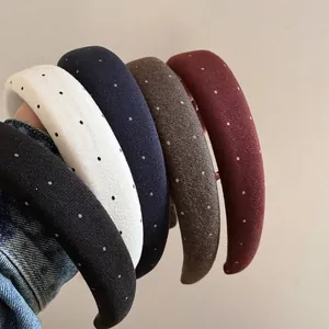 Retro Polka Dot Padded Sponge Headband High Skull Top Vintage Fabric Hair Band Fashion Headwear Accessories for Women