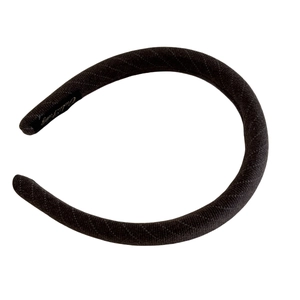 Serre-tête rembourré noir minimaliste en tissu sergé avec design à couronne haute mode