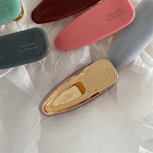Barrettes à cheveux en acétate aux couleurs Morandi avec base en métal doré pour femme
