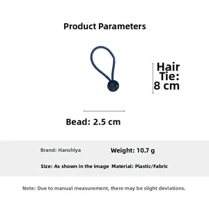 Élastique à cheveux bleu avec perle marbrée de 2,5 cm et spécifications de taille et poids