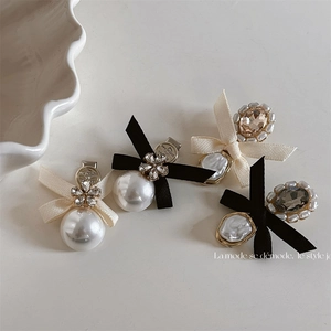 Barock Vintage Schleife Haarspange Mit Kunstperle Strass Blume Elegant Satin Entenschnabel Pony Seitenclip Damen Haarschmuck