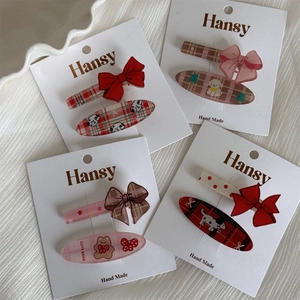 Pinzas para el Pelo de Animales con Lazo de Cuadros de Resina Acrílica Dulces Clips de Pico de Pato para Mujeres Niñas Decoración de Pelo
