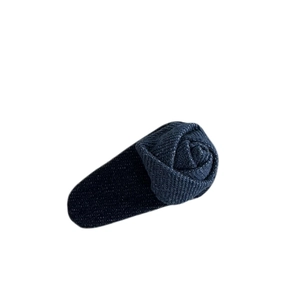 Dark blue denim fabric rose flower hair clip with pearl detail and metal bb grip accessory