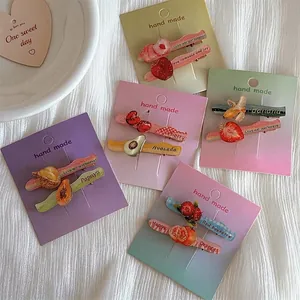 Set di Fermagli per Capelli con Motivo a Frutta Carino per Donne Ragazze Fermagli a Becco d'Anatra in Plastica Fatti a Mano Accessori per Capelli