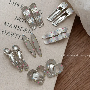 Colorful Dot Enamel Silver Metal Hair Clips For Women Heart Star Wave Drip Oil Alloy Hairpins Daily Fashion Hair Accessories