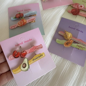 Set di fermagli per capelli in acrilico glitterato con motivi di frutta carini