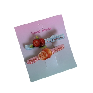 Set di fermagli per capelli con frutta con motivi di mirica blu e arancia rosa