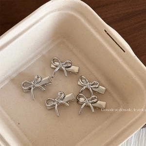 Mini Pinces à Cheveux Nœud Papillon Argent Alliage Élégant Pince Bec de Canard Doux Épingles à Cheveux Accessoires Femme