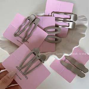 Ensemble de Barrettes à Cheveux en Métal Gris Anthracite Minimaliste Pince à Bec de Canard Mate Géométrique Accessoires de Coiffure pour Femmes Filles
