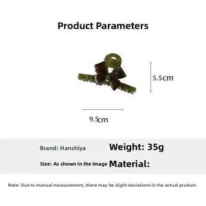 Detailed view of French tortoise bow hair claw clip with 9.5cm length dimensions