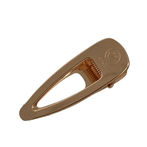 Minimalist gold-plated drop hair clip with smile engraving and high-gloss finish