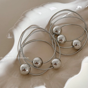 Shiny Silver Round Ball Hair Tie High Elasticity Korean Style Minimalist Hair Rope Ponytail Holder Women Hair Accessories