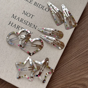 Lot de barrettes à cheveux colorées à pois en forme de cœur, d'étoile et de goutte