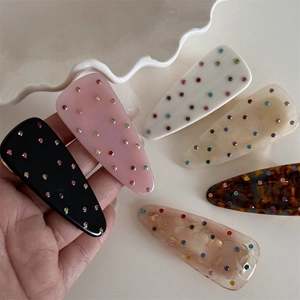 Pinces à cheveux élégantes de style français avec strass colorés pour femmes