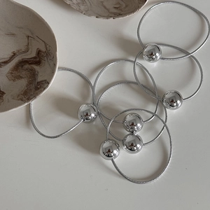 Shiny silver metal ball hair tie set with high elasticity for minimalist ponytail styles