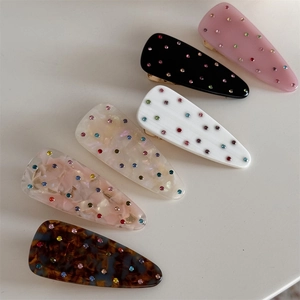 Détails des pinces à cheveux en forme de goutte avec strass colorés en lot de 6