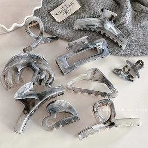 New Chinese Style Ink Wash Grey Marble Pattern Large Hair Claw Acetate Shark Clip For Women Elegant Hair Accessories