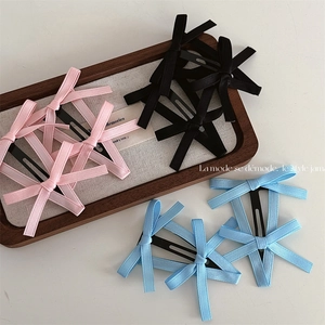 Dolci Mollette per Capelli con Doppio Fiocco in Nastro di Raso Colorato Carine Mollette in Stile Coreano per Donna Ragazza
