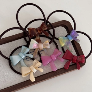 Korean Style Bowknot Elastic Hair Ties For Women Simple Handmade Resin Acetate Hair Scrunchies Versatile Ponytail Holder